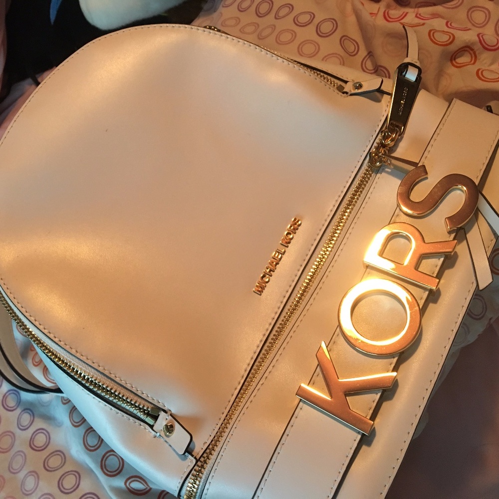 Michael Kors White Leather Backpack